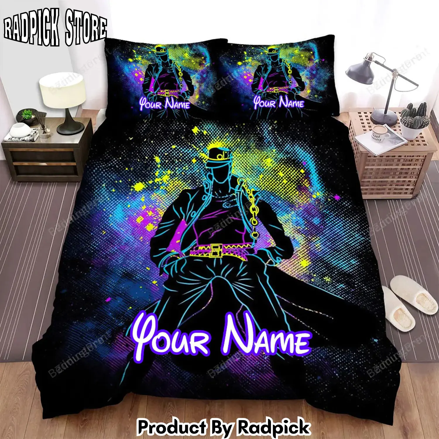 Radpick anime art jotaro bed sheets duvet cover personalized name bedding sets rp3278773